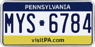 PA license plate MYS6784