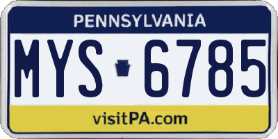 PA license plate MYS6785