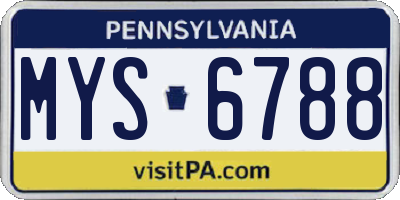 PA license plate MYS6788