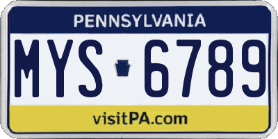 PA license plate MYS6789