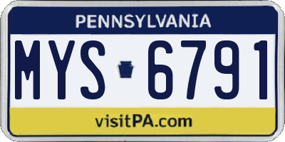 PA license plate MYS6791