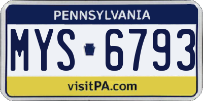 PA license plate MYS6793