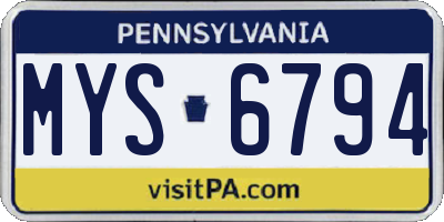 PA license plate MYS6794