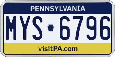 PA license plate MYS6796