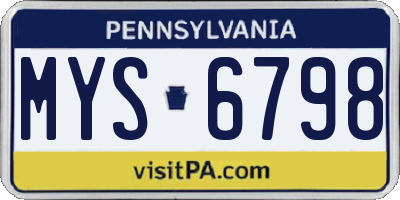 PA license plate MYS6798