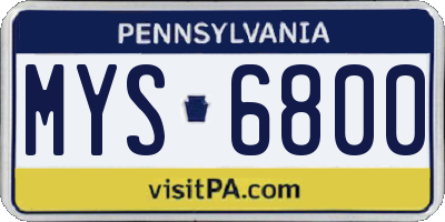 PA license plate MYS6800
