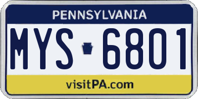 PA license plate MYS6801