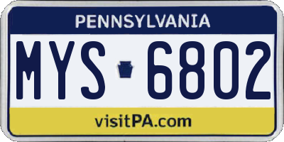 PA license plate MYS6802