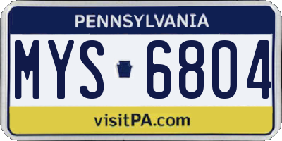 PA license plate MYS6804