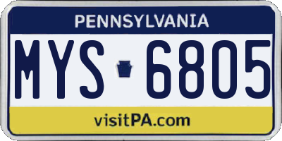 PA license plate MYS6805