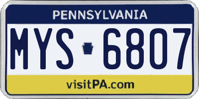 PA license plate MYS6807