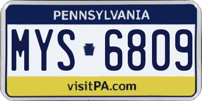 PA license plate MYS6809