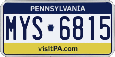 PA license plate MYS6815