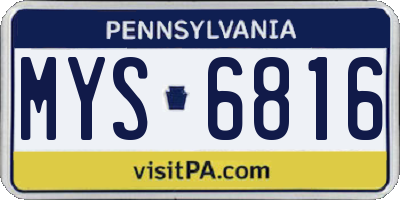 PA license plate MYS6816