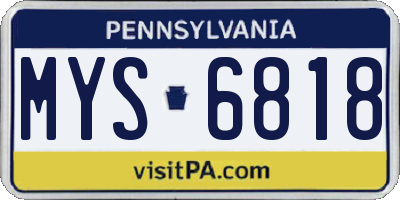 PA license plate MYS6818