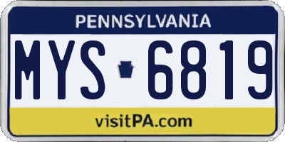 PA license plate MYS6819