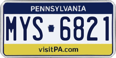 PA license plate MYS6821