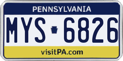 PA license plate MYS6826