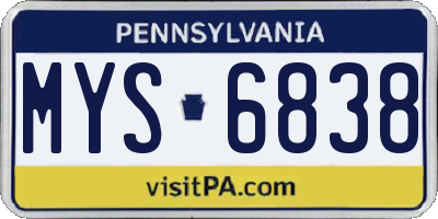 PA license plate MYS6838