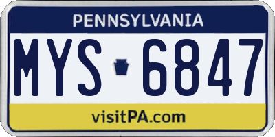 PA license plate MYS6847