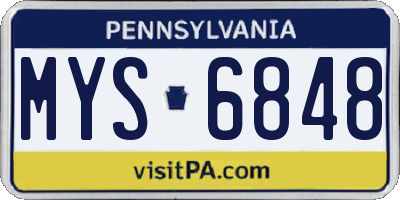 PA license plate MYS6848