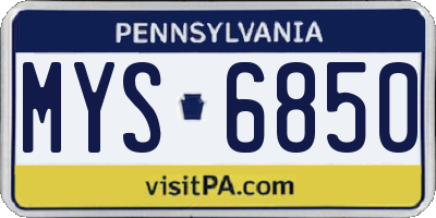 PA license plate MYS6850