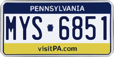 PA license plate MYS6851
