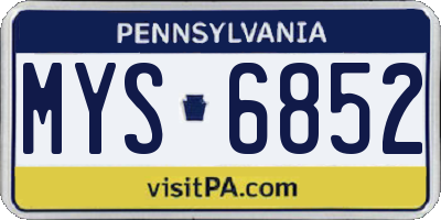 PA license plate MYS6852