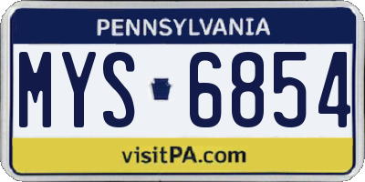 PA license plate MYS6854