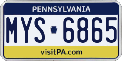 PA license plate MYS6865