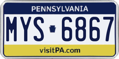 PA license plate MYS6867