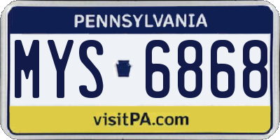 PA license plate MYS6868