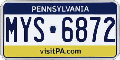 PA license plate MYS6872