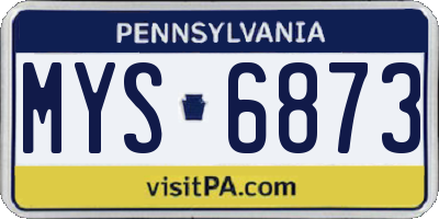 PA license plate MYS6873