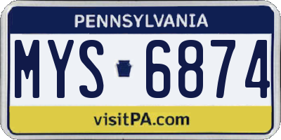 PA license plate MYS6874
