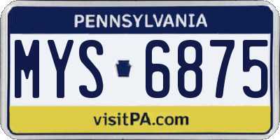 PA license plate MYS6875