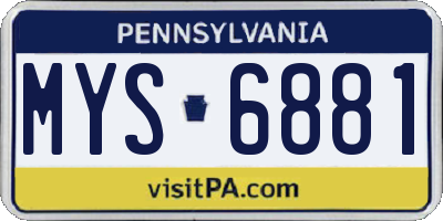 PA license plate MYS6881