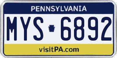 PA license plate MYS6892