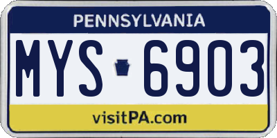 PA license plate MYS6903