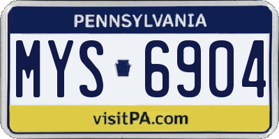 PA license plate MYS6904
