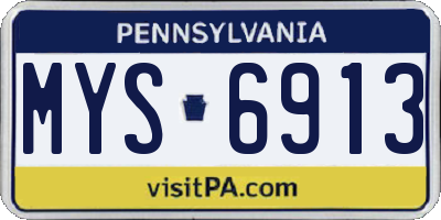 PA license plate MYS6913