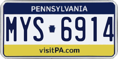 PA license plate MYS6914