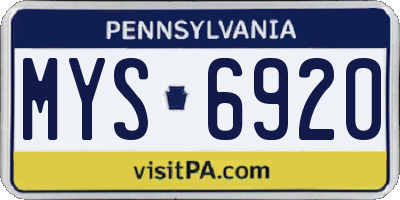 PA license plate MYS6920