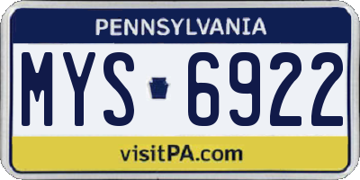 PA license plate MYS6922