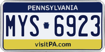 PA license plate MYS6923