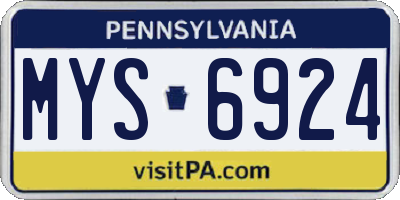 PA license plate MYS6924