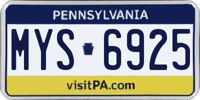 PA license plate MYS6925