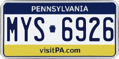 PA license plate MYS6926
