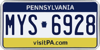 PA license plate MYS6928
