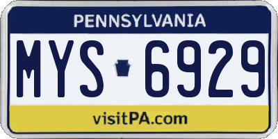 PA license plate MYS6929
